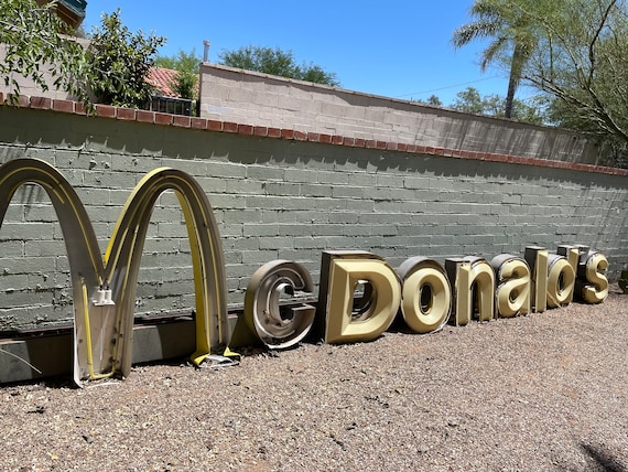 Vintage Mcdonalds Sign, Giant Neon Industrial Metal Letter Marquee