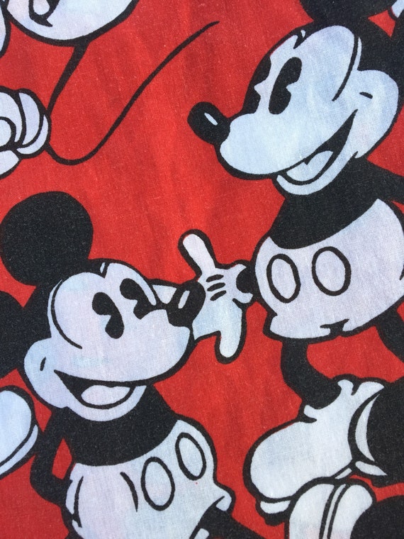 Vintage Mickey Mouse Twin Flat Sheet Mickey Fabric Curtain Etsy