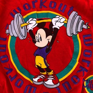 Vintage Mickey Mouse sweatshirt kids retro workout Mickey muscle Mouse shirt 80s Disney image 3