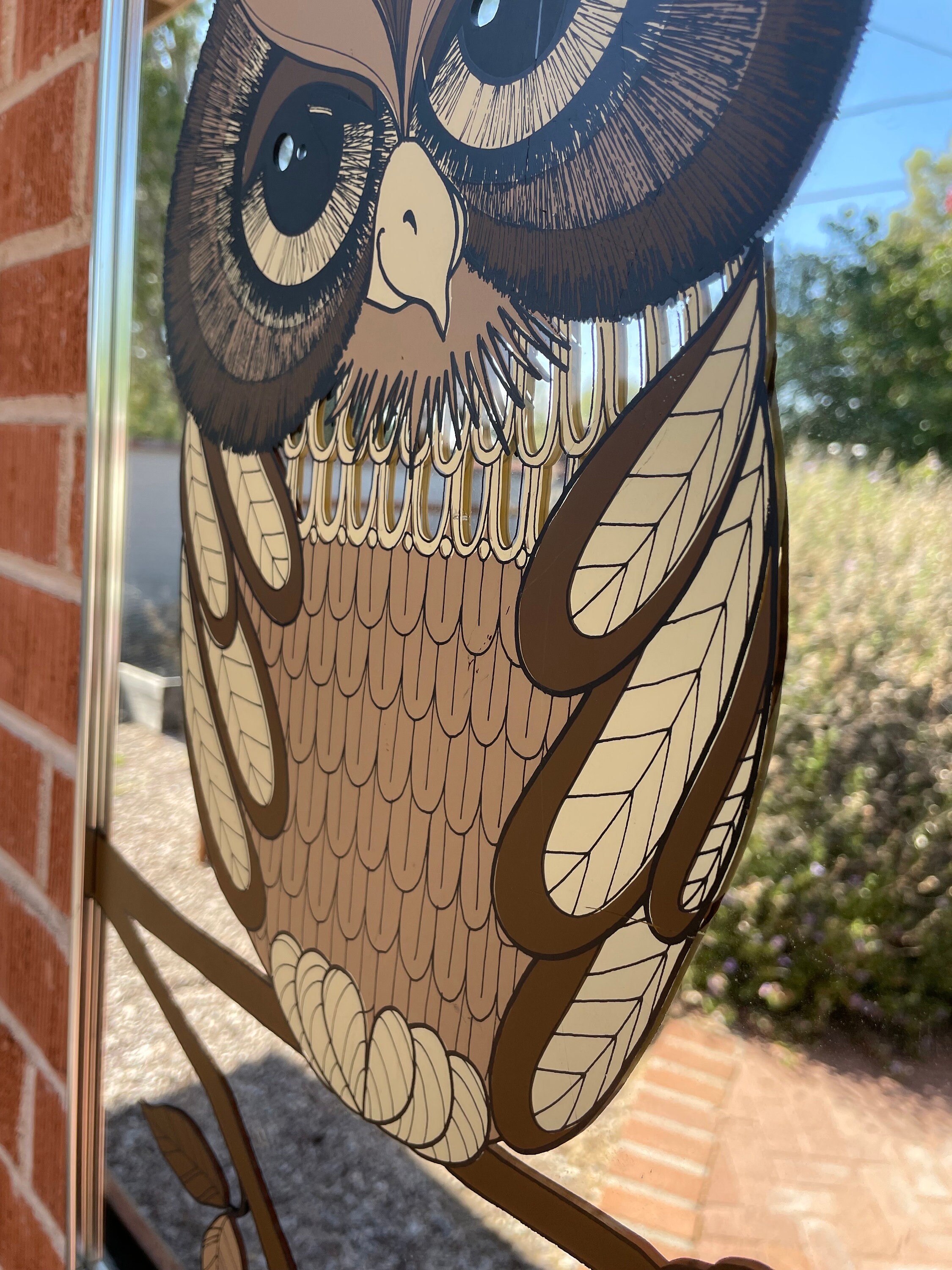 Vintage Owl Mirror Wall Hanging Mirrored 70s Owl Art Mod