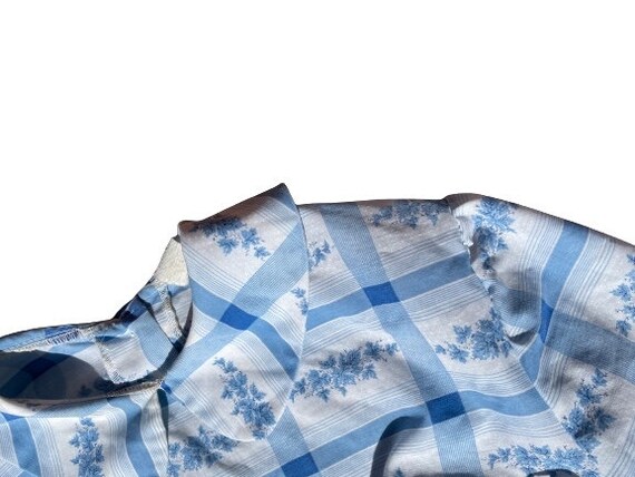 Vintage mod blouse floral wallpaper paper bag tie… - image 5