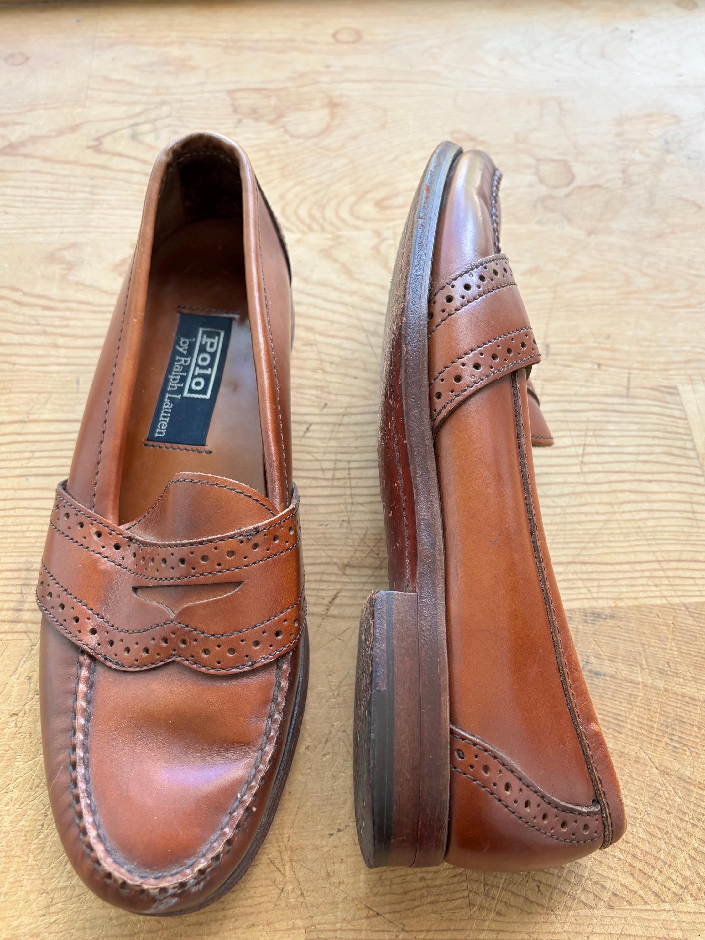 Vintage Ralph Lauren Leather Loafers, Men's Brown RL POLO Shoes