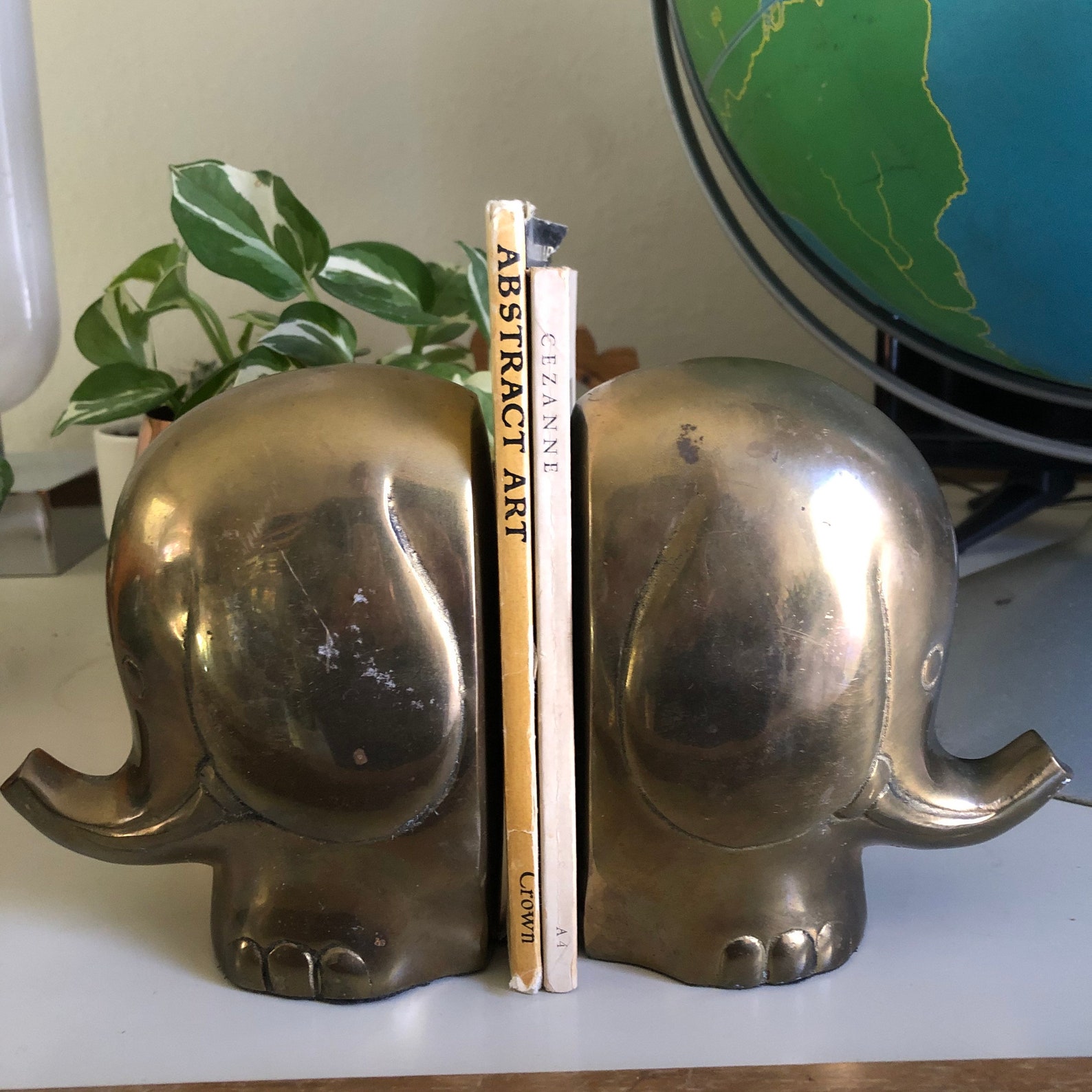 Vintage Brass Elephant Bookends Brass Bookend Pair Mid Century Etsy