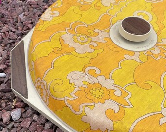 Vintage mod pizza warming tray, Salton hot pizza keeper party server,yellow flower power retro swirly graphic kitchen appliance READ DETAILS