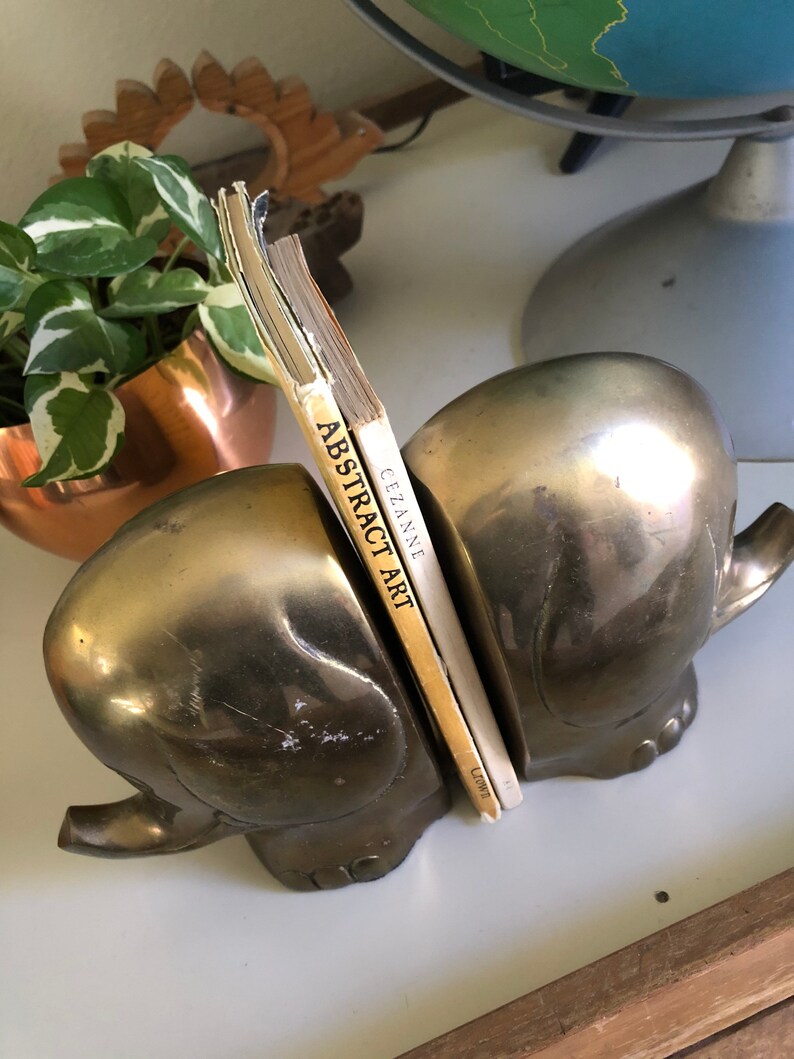Vintage Brass Elephant Bookends Brass Bookend Pair Mid Century Etsy