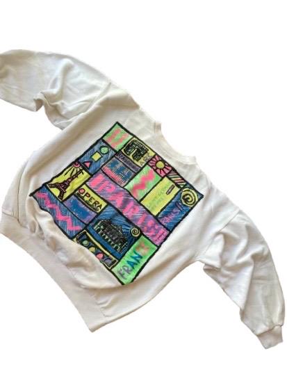 Vintage Paris sweatshirt 80s 90s neon graphic tourist attraction  sweatshirt Eiffel Tower pop art color block Paris France sweatshirt