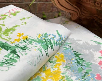 Vintage pastel botanical flat sheets 2 floral garden King sheets,Birches pattern Tastemaker pastel tree forest King flat set of 2