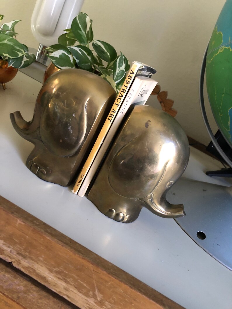 Vintage Brass Elephant Bookends Brass Bookend Pair Mid Century Etsy