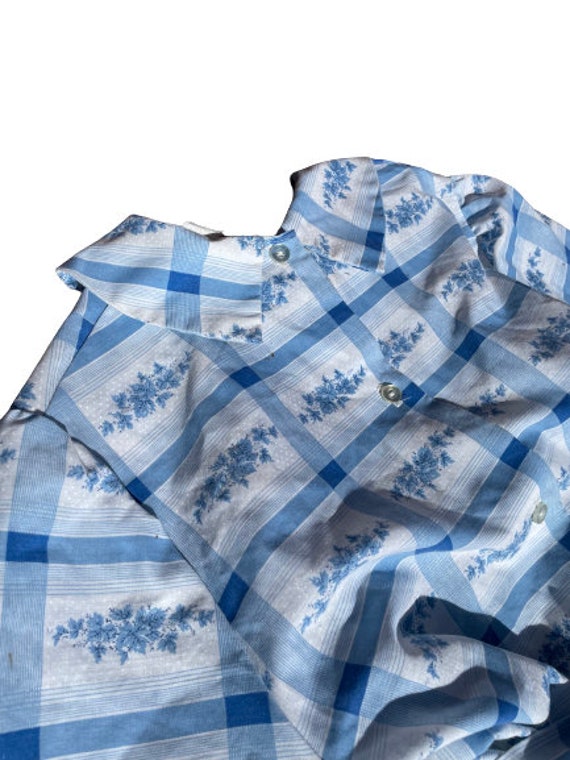 Vintage mod blouse floral wallpaper paper bag tie… - image 4