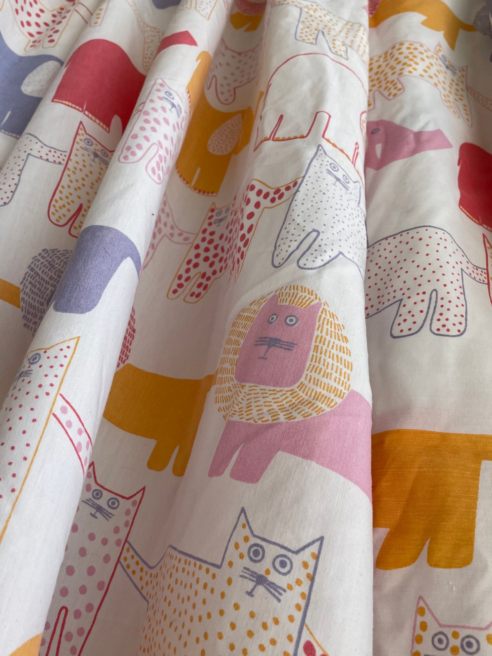 Vintage Animal Sheet Set Cat Lion Elephant Whimsical Bedding Etsy