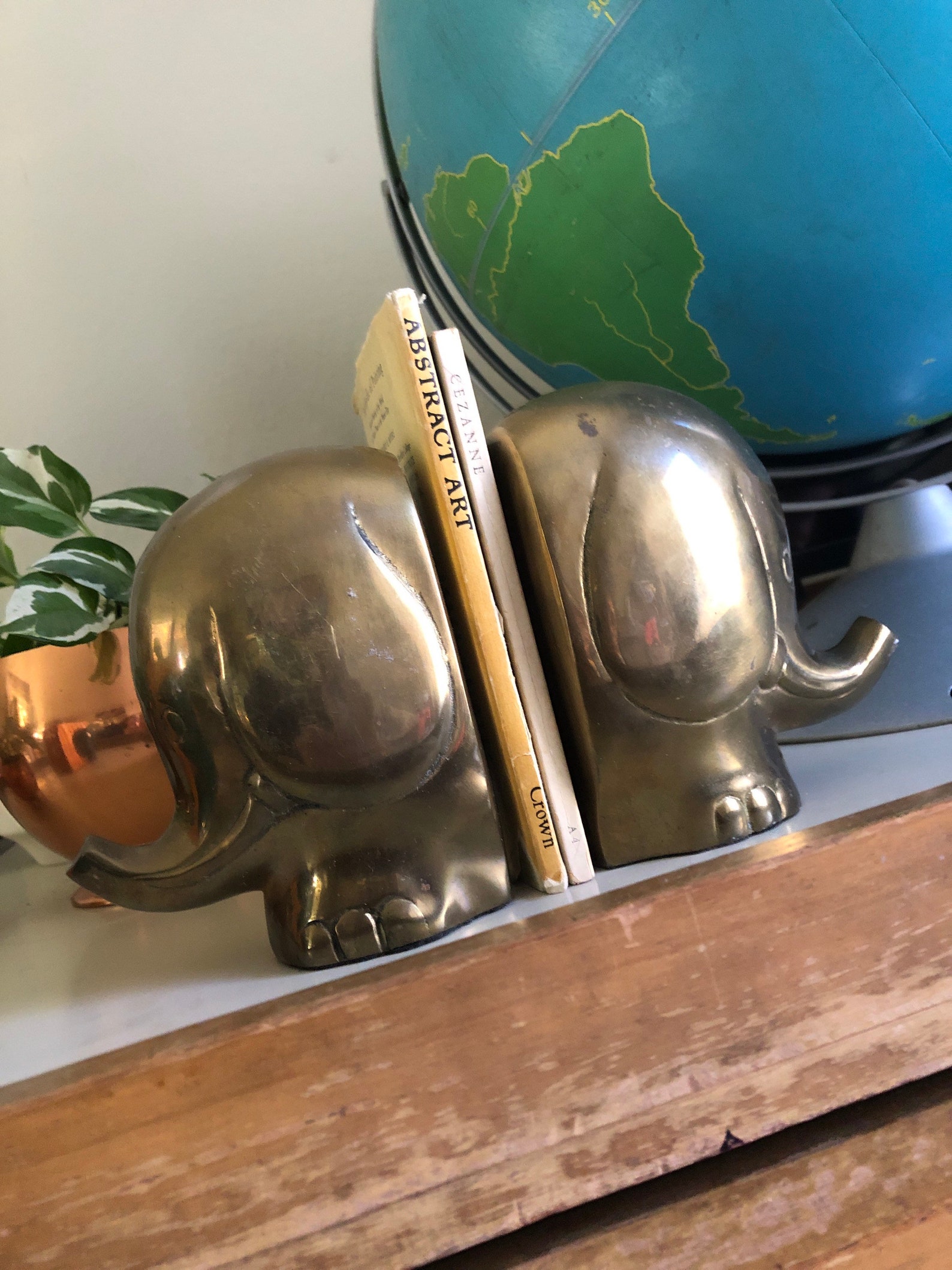 Vintage Brass Elephant Bookends Brass Bookend Pair Mid Century Etsy