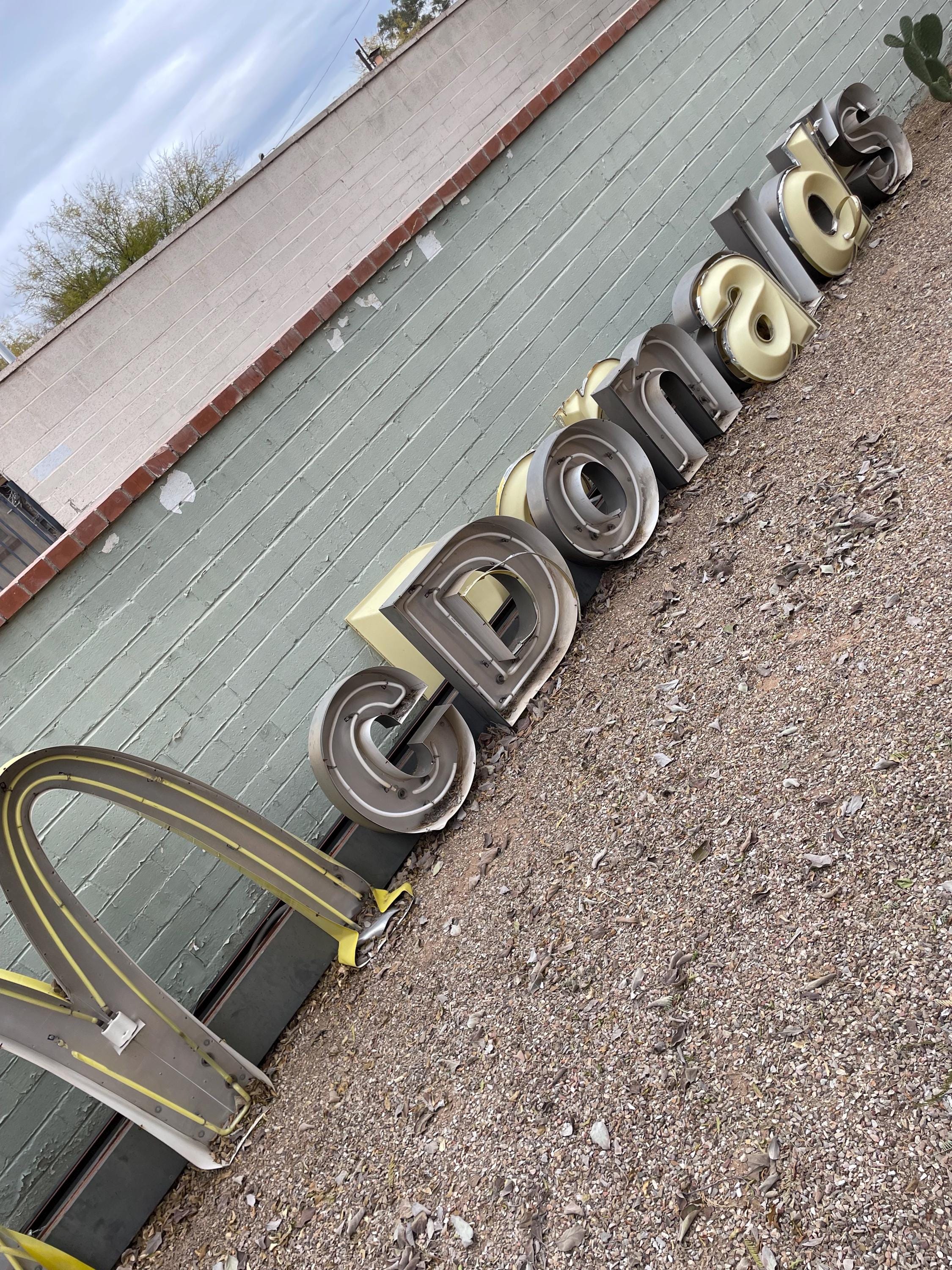 Vintage Mcdonalds Sign, Giant Neon Industrial Metal Letter Marquee