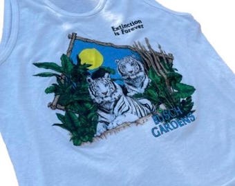 Vintage Busch Gardens tank top, Florida tourist attraction novelty shirt, Busch Garden graphic Tiger tank top NOS