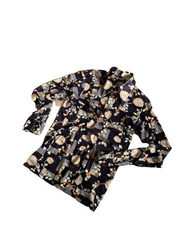 Vintage Flower Power blouse 70s hippie retro wall… - image 1