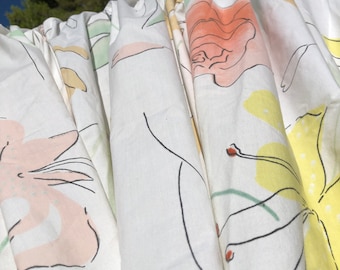 Vintage floral fitted sheet mod pastel  lilies and roses abstract floral full sheet graphic bedding READ DETAILS