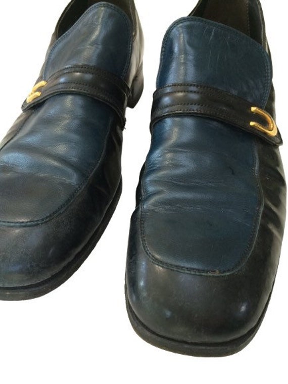 Vintage Mens Loafers Tuxedo Dress Shoes Dark Navy 2 Tone  display picture 1