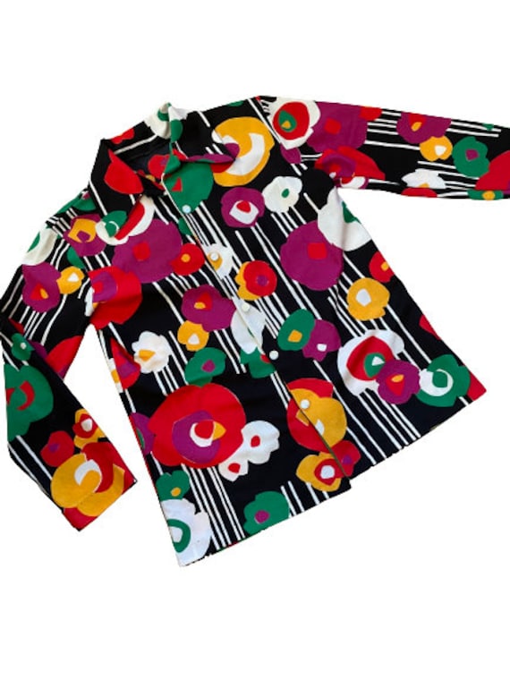 Vintage flower power blouse mod Marimekko STYLE re