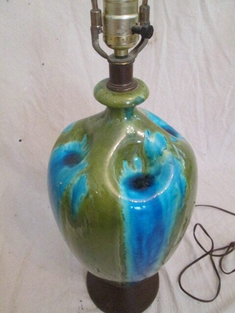 Mid century 2024 drip glaze lamp