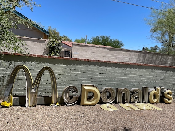 Vintage Mcdonalds Sign, Giant Neon Industrial Metal Letter Marquee