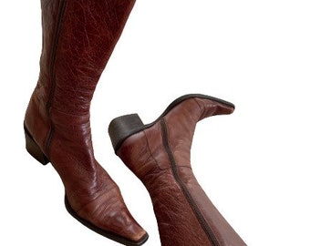 Vintage Vero Cuoio Brown Italian Leather Over-the-calf Pointy Toe