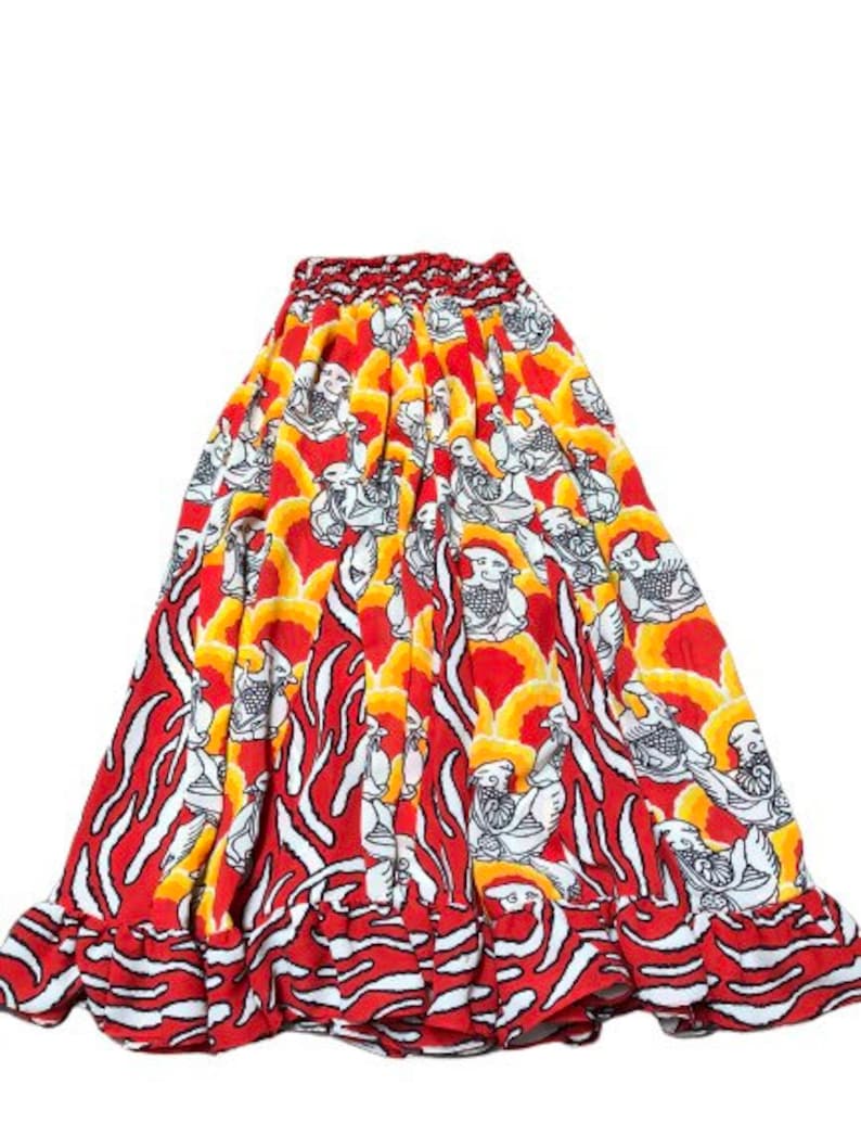 Vintage Diane Fr\u00e9s skirt Marisa Christina peasant Mardi Gras flapper flouncy ruffled skirt