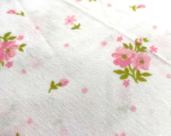 Vintage pink floral fitted sheet floral bouquet bedding shabby cottage floral full fitted sheet