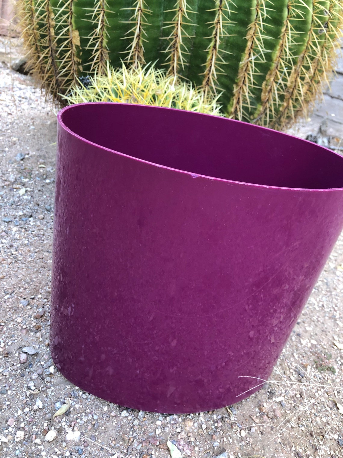 Vintage Kartell Space Age Trash Can Mod Oval Plum Berry Waste Etsy