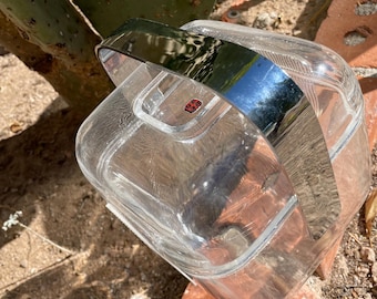 Vintage GUZZINI Ice bucket, acrylic ice bucket bar cart accessory, mod Italian ice bucket with insert and lid