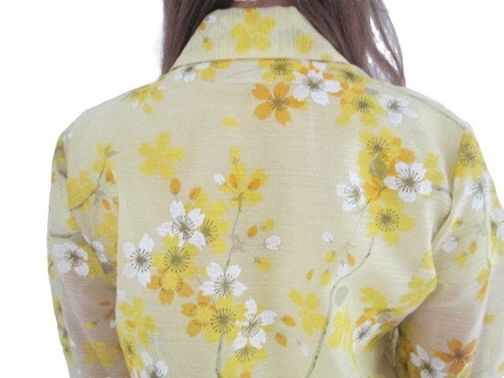 Vintage flower power blouse 70s sheer floral Hawa… - image 4