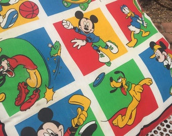 Vintage Mickey Mouse pillow, 70s Pop Art Disney pillow, Disney room decor, Mickey and friends color block decorative pillow room decor