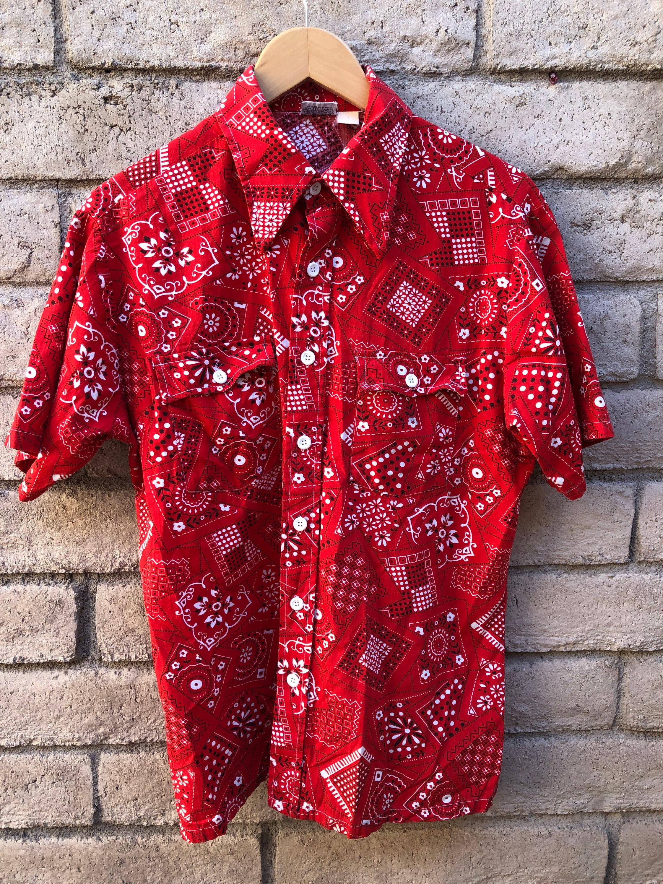 Vintage Wrangler Western Shirt Red Patchwork Cowboy Bandana - Etsy