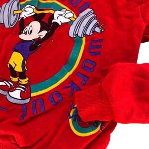 Vintage Mickey Mouse sweatshirt kids retro workout Mickey muscle Mouse shirt 80s Disney image 4