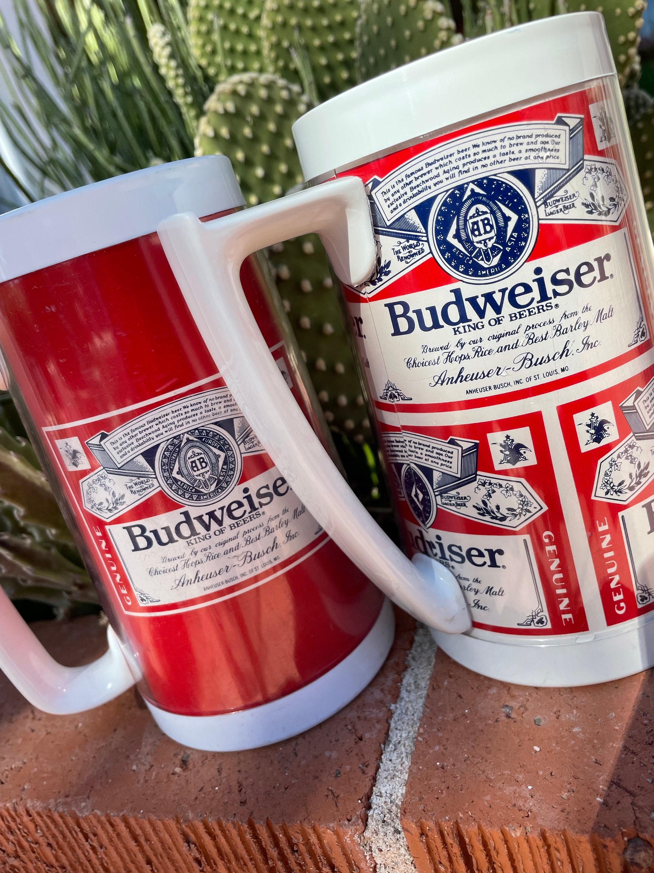 Vintage Budweiser mugs Thermo Serv hot cold party mugs insulated 