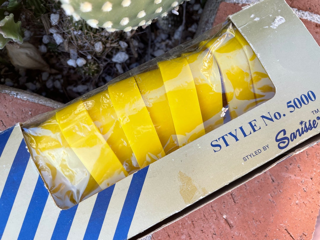 Vintage Yellow Shower Curtain Hook Set Mod Yellow Plastic Etsy