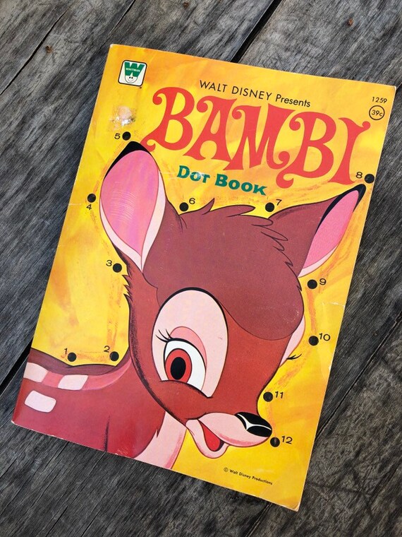 Vintage Bambi Coloring Book 70s Walt Disney Connect the Dots