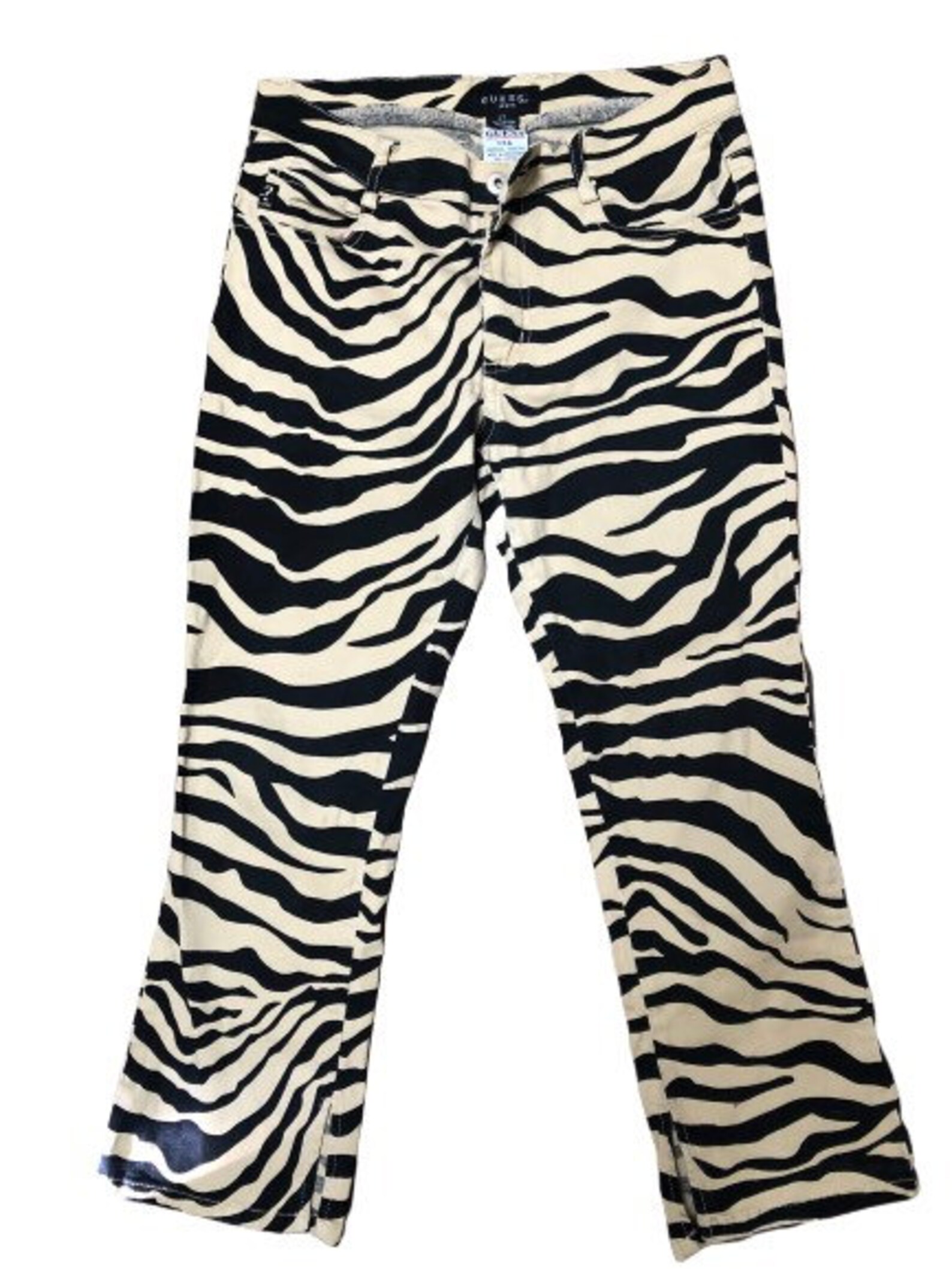 Vintage Guess Tiger Print Pants 80s Zebra Print Cropped Pants Etsy