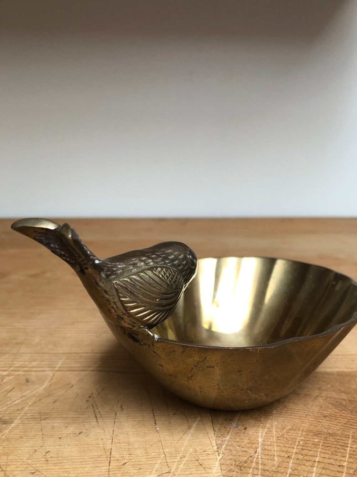 Vintage Brass Bird on Bowl Solid Brass Decorative Bowl With Etsy