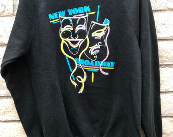 Vintage Broadway sweatshirt, NYC Theatre sweatshirt New York graphic sweatshirt, Fred Baldus 80s 90s mod theatre novelty sweatshirt NOS