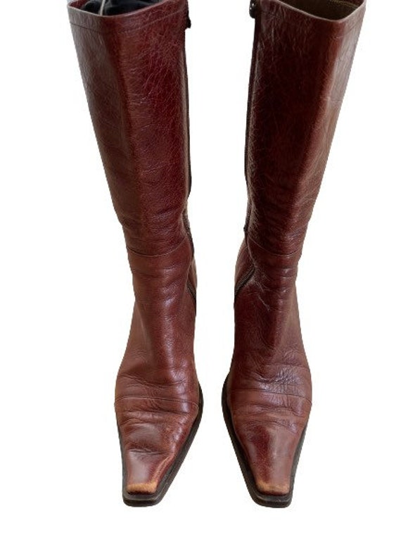 Vintage cowgirl boots Pointy toe Zip up mid calf … - image 7