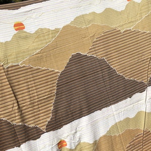 Vintage Sunrise Sunset Sheet set, mod mountain skyline King set, 70s sun moon skyline graphic color block western scenery Tastemaker image 5