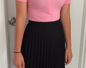 Vintage black pleated midi skirt, career wear preppy pleated skirt by Ship n' Shore USA