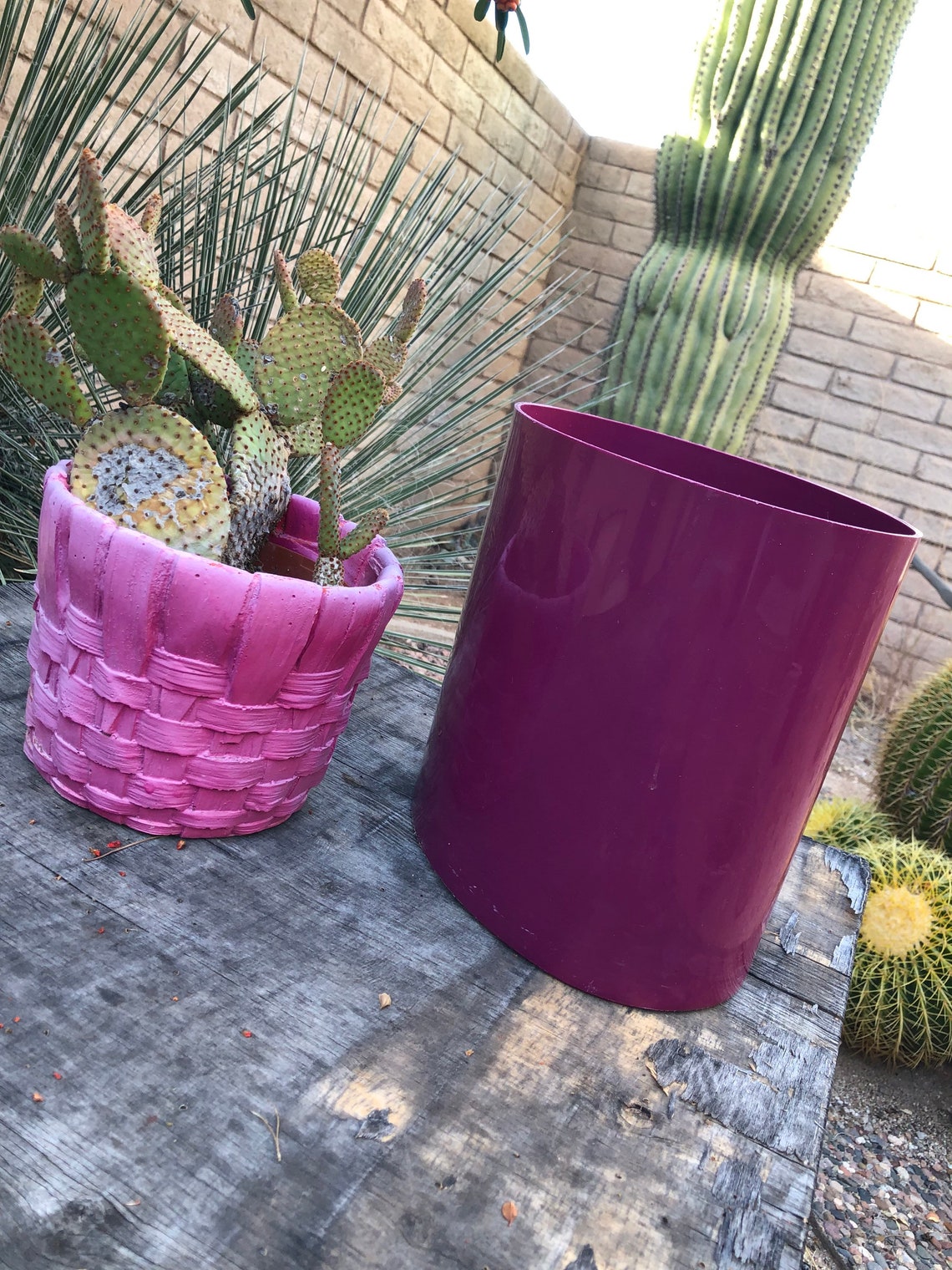 Vintage Kartell Space Age Trash Can Mod Oval Plum Berry Waste Etsy