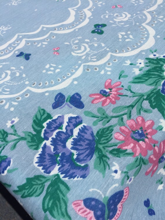 Floral Tablecloth Shabby Cottage Sheet Fabric Laura Ashley Etsy