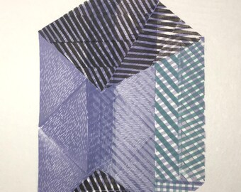 Magical Object, linocut monotype print by Paulina Varregn, geometric abstract home wall decor
