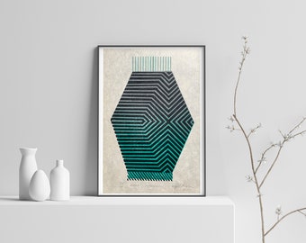 Original linocut, Organic Abstract shape wall art