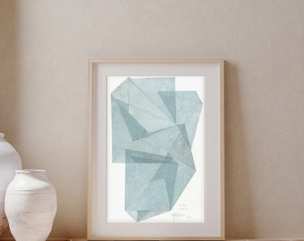 Iceberg Wall Art, Geometric Shape print, Minimalist Aesthetics art, home wall art gallery , pastel blue art