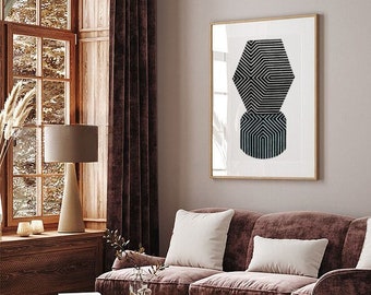 Original silkscreen print, modern geometric wall art, abstract geometry print