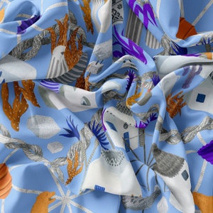 100% zijden sjaal, Mykonos, Santorini, uniek cadeau voor haar, geïnspireerd door Griekenland afbeelding 5
