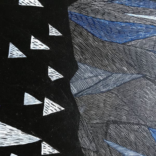 Original polygonal painting, acrylic on canvas "Floating Icebergs", by Paulina Varregn