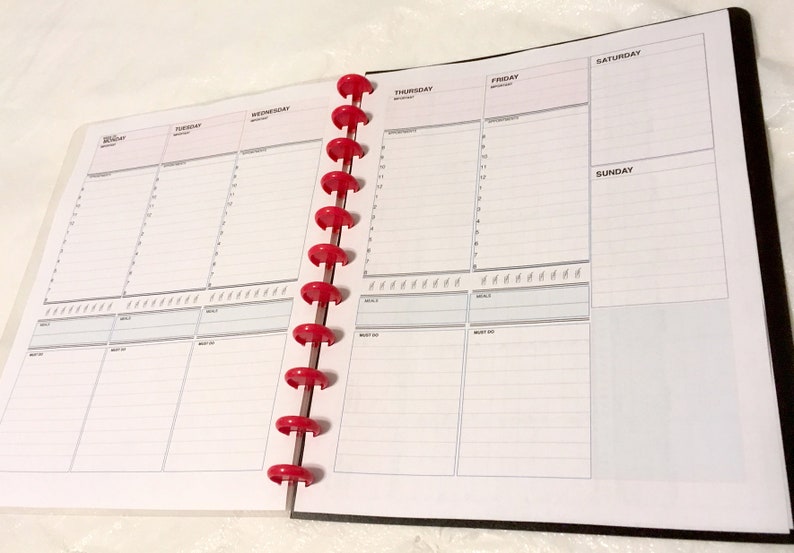 Busy Mom Planner 2-page per week Weekly Planner Undated Day Planner with Menu Download for Appointment Daily To Do List fits Circa Arc Tul image 2